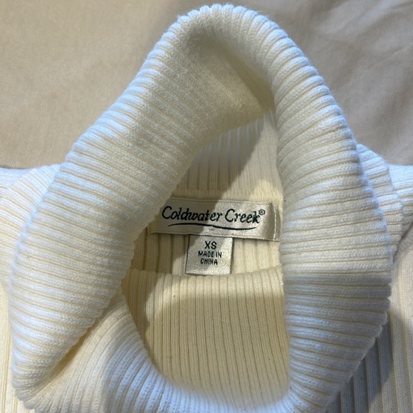 Coldwater Creek - ribbed l/s turtleneck sweater - cream - women’s XS - Picture 3 of 4